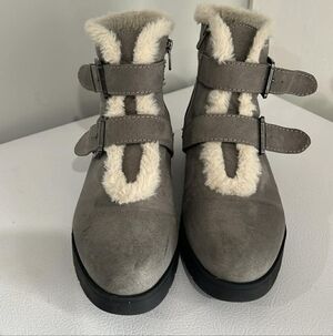 Anne Klein Gray Fur-Lined Winter Boots